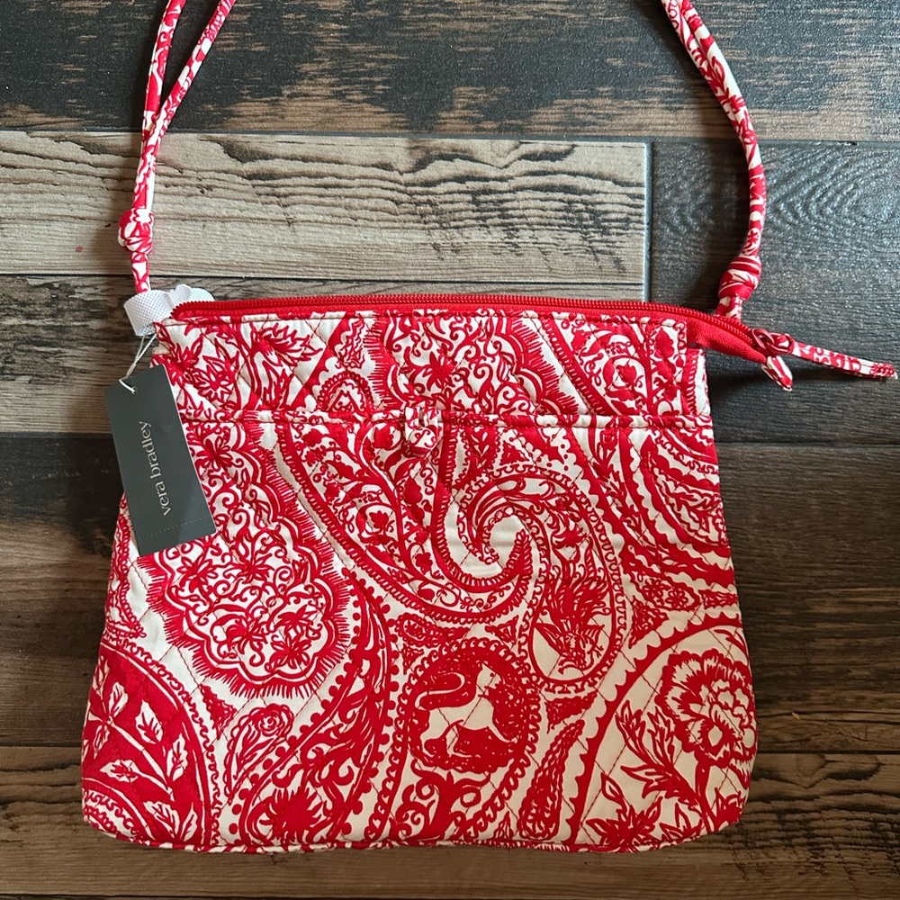 Vera Bradley Red and White Paisley Quilted Crossbody/Shoulder bag